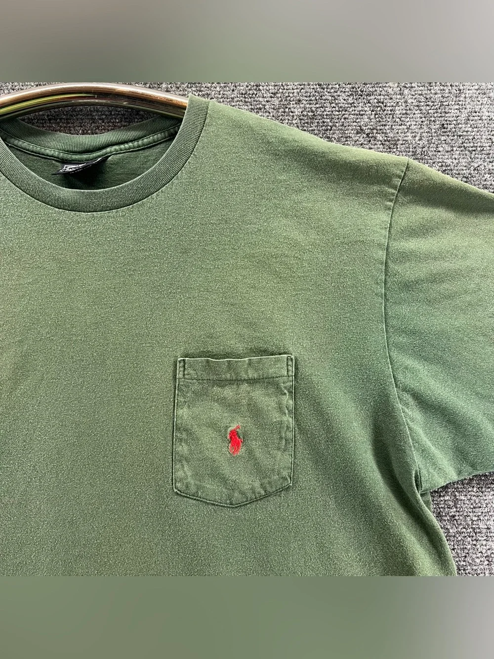 Vtg Polo Ralph Lauren Shirt Mens Large Green Pocket Single Stitch 90s USA Made